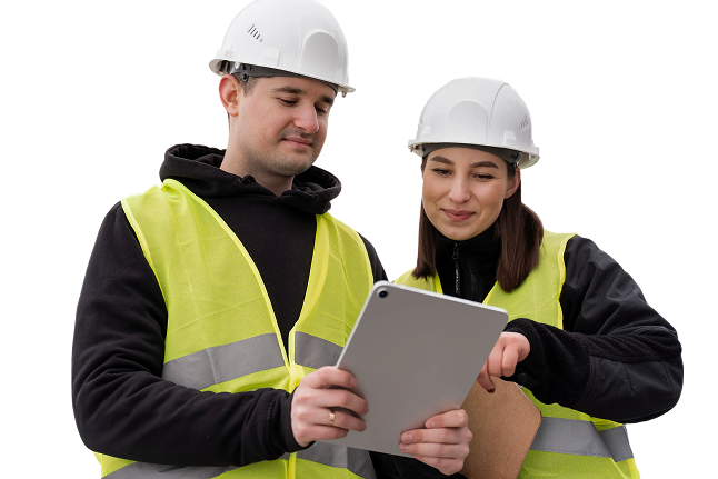 Engineers with tablet