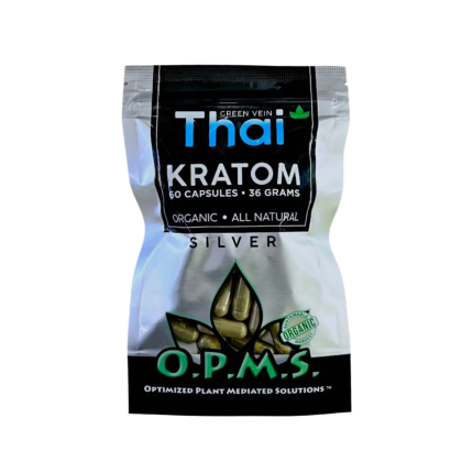 O.P.M.S. SILVER KRATOM CAPSULES 60CT / 36G / 1.27OZ - THAI GREEN VEIN - Seven Tech