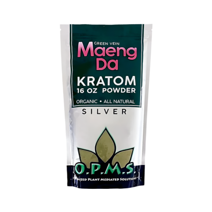 O.P.M.S. SILVER KRATOM POWDER 16OZ - MAENG DA GREEN VEIN - Seven Tech