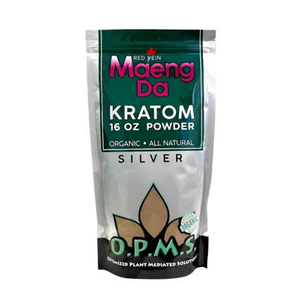 O.P.M.S. SILVER KRATOM POWDER 16OZ - MAENG DA RED VEIN - Seven Tech