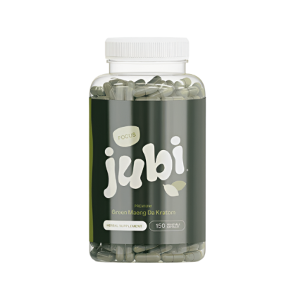 Jubi Kratom supplement bottle on a white background