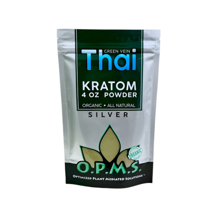 O.P.M.S. SILVER KRATOM POWDER 4OZ - THAI GREEN VEIN - Seven Tech