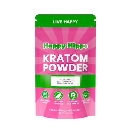 HAPPY HIPPO KRATOM POWDER 1123G / 4OZ - MAGIC HIPPO / SUMATRA RED VEIN - Seven Tech