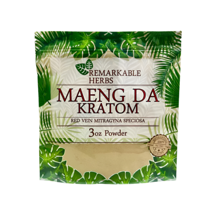 REMARKABLE HERBS KRATOM POWDER 3OZ - MAENG DA RED VEIN - Seven Tech