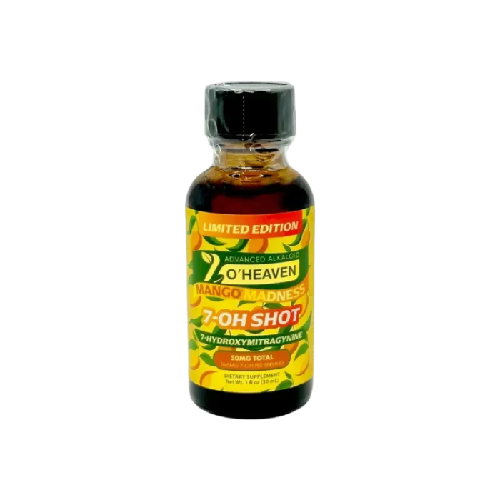 7 O'Heaven 7-Hydroxymitragynine Shot Mango Madness 50mg - Seven Tech