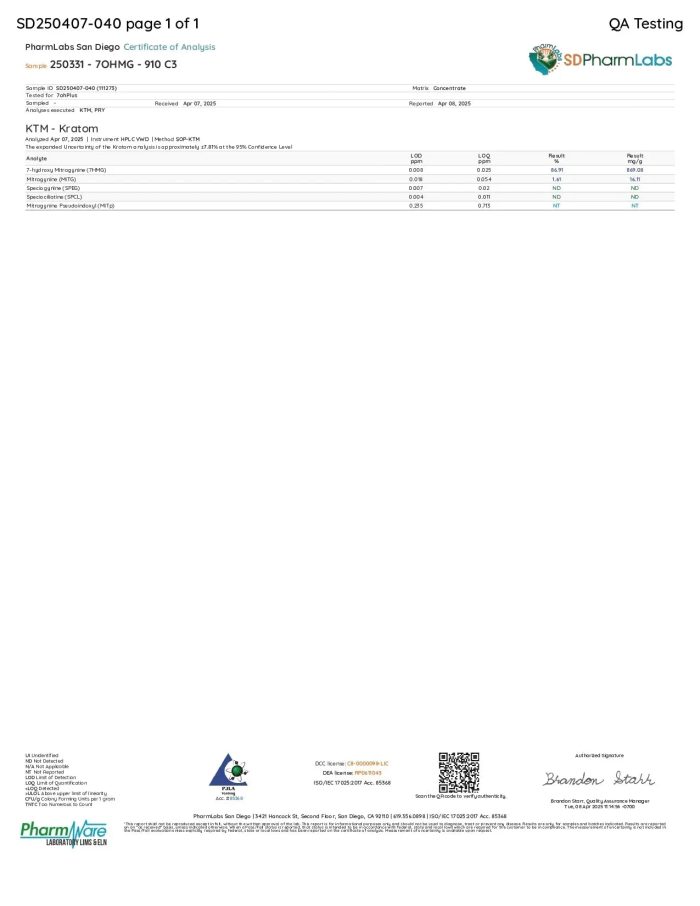 7oh Plus 1G 7OH 86.91% Extract Powder - Seven Tech
