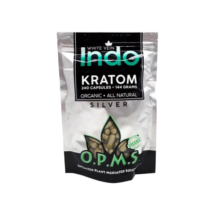 O.P.M.S. SILVER KRATOM CAPSULES 240CT / 144G / 5.08OZ - INDO WHITE VEIN - Seven Tech