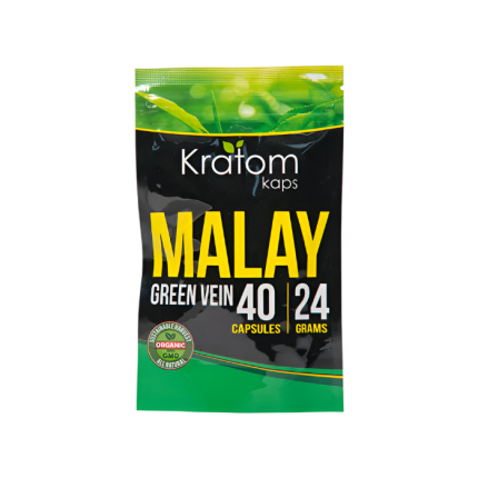KRATOM KAPS CAPSULES 40CT 24G - MALAY GREEN VEIN - Seven Tech