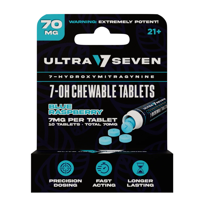Ultra Seven 10ct 7OH Tabs Blue Raspberry 7mg Per Tablet - Seven Tech