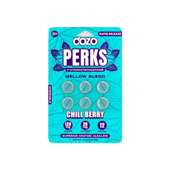 Dozo Perks 6ct 7OH Chewable Tabs Chill Berry 20mg per Tablet - Seven Tech