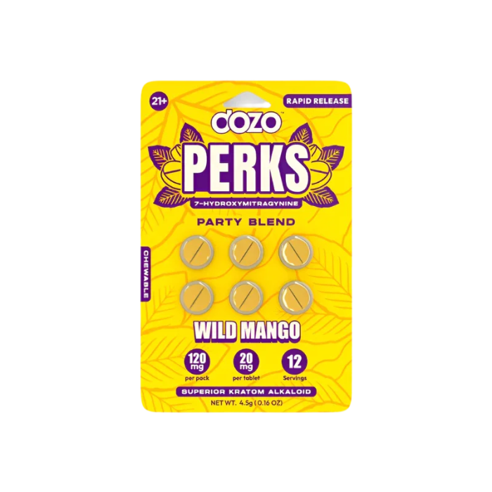 Dozo Perks 6ct 7OH Chewable Tabs Wild Mango 20mg per Tablet - Seven Tech