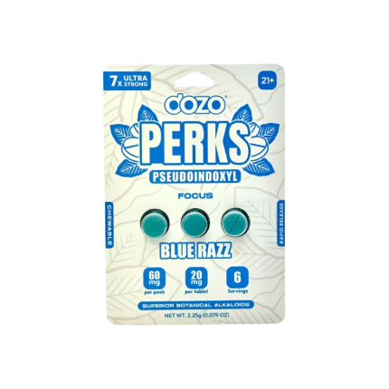 Dozo Perks 3ct 7OH + Psuedo Chewable Tabs Blue Razz 20mg per Tablet - Seven Tech