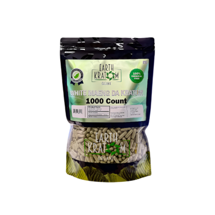 EARTH KRATOM CAPSULES 1000CT - BORNEO WHITE VEIN - Seven Tech