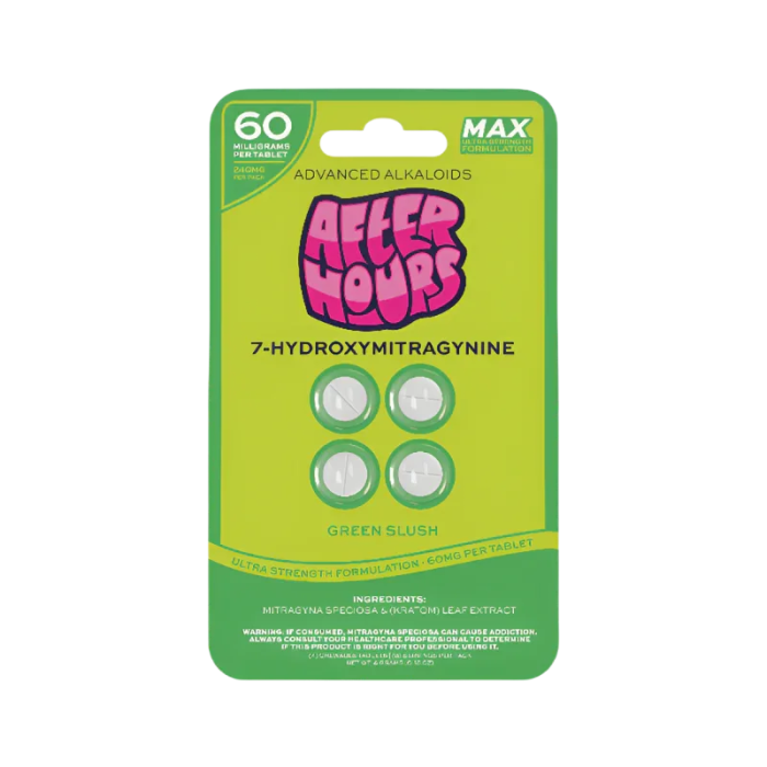 After Hours 4ct 7OH Chewable Tabs Green Slush 60mg per Tablet - Seven Tech
