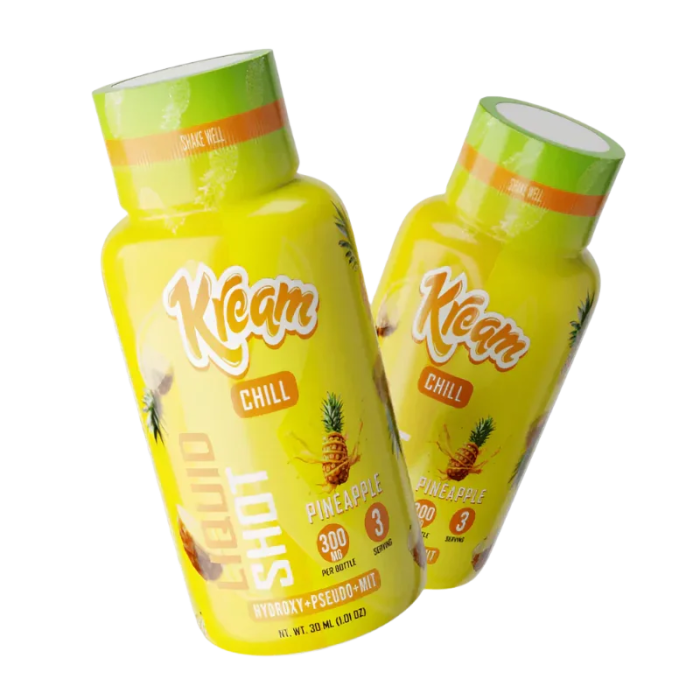 Kream 7-Hydroxymitragynine Liquid Shot + Pseudo + Mit Chill Pineapple 300mg Per Bottle - Seven Tech