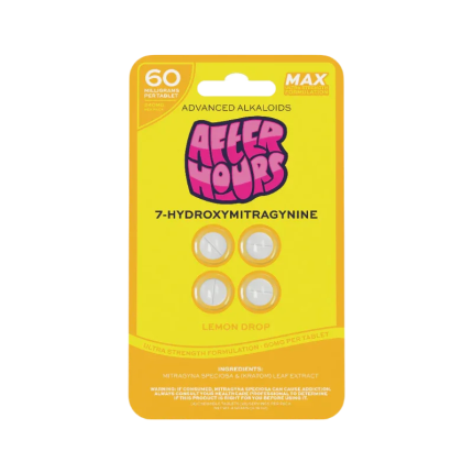 After Hours 4ct 7OH Chewable Tabs Lemon Drop 60mg per Tablet - Seven Tech