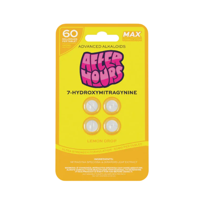 After Hours 4ct 7OH Chewable Tabs Lemon Drop 60mg per Tablet - Seven Tech