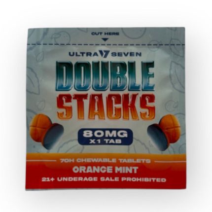 Box of Ultra Seven Double Stacks 80MG chewable tablets on a white background