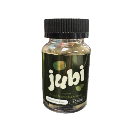 Jubi Kratom supplement bottle on a white background