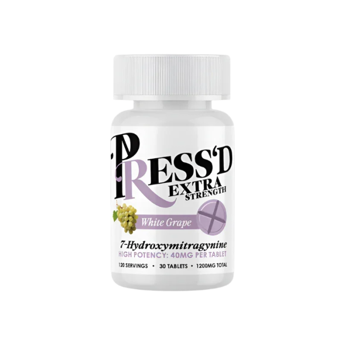 Press'D 30ct 7OH Tabs Extra Strength White Grape 40mg Per Tablet - Seven Tech