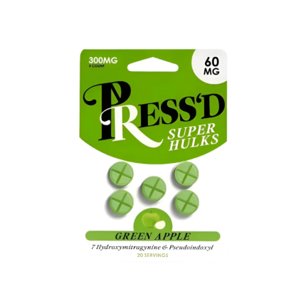Press'D 5ct 7OH Tabs Super Hulks Green Apple 60mg per Tablet - Seven Tech