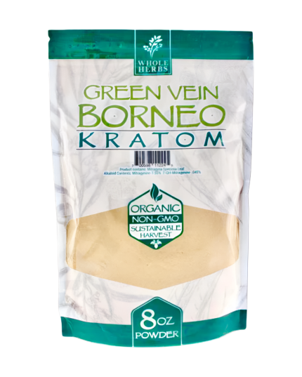 WHOLE HERBS KRATOM POWDER 225G / 8OZ - BORNEO GREEN VEIN - Seven Tech