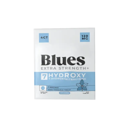 Blues 4ct 7OH Unflavored Chewable Tabs 30mg Per Tablet - Seven Tech