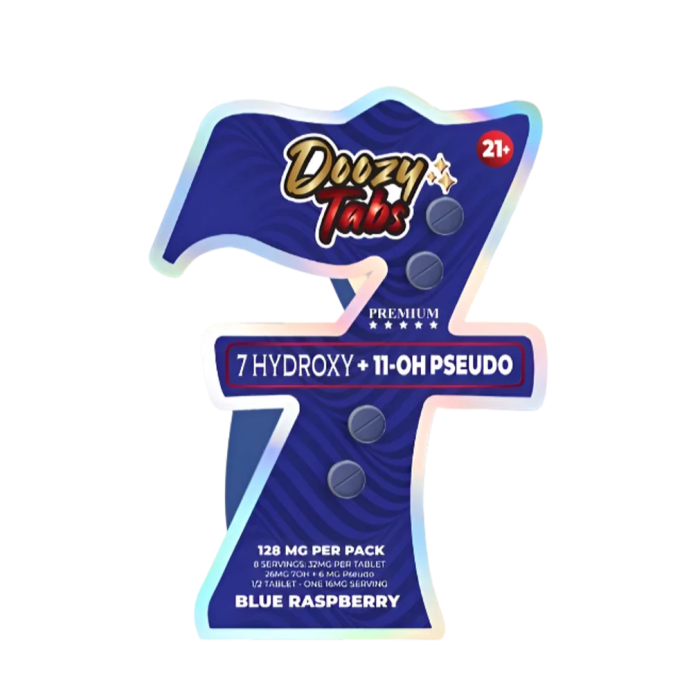 Doozy Tabs 4ct 7OH+11OH Pseudo Chewable Tabs Blue Raspberry 32mg per Tablet - Seven Tech