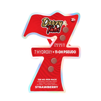 Doozy Tabs 4ct 7OH+11OH Pseudo Chewable Tabs Strawberry 32mg per Tablet - Seven Tech