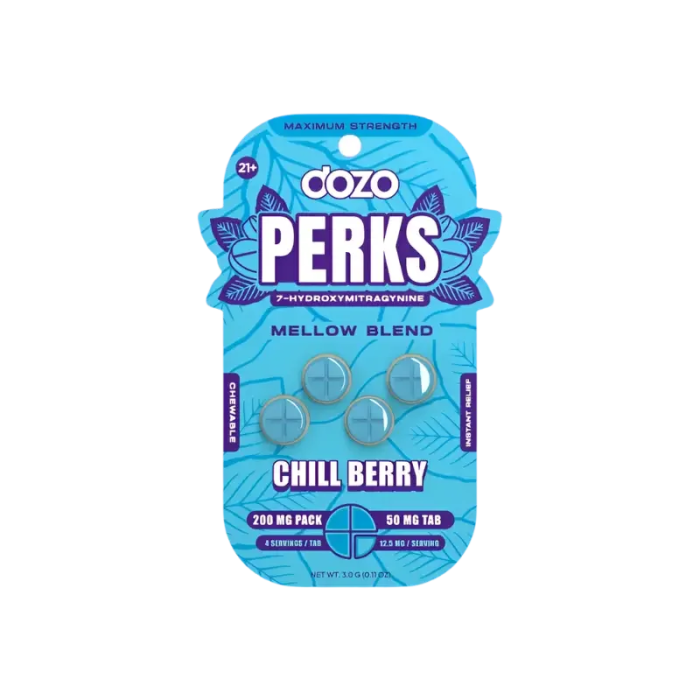 Dozo Perks 4ct 7OH Party Blend Chill Berry Chewable Tabs 50mg per Tablet - Seven Tech