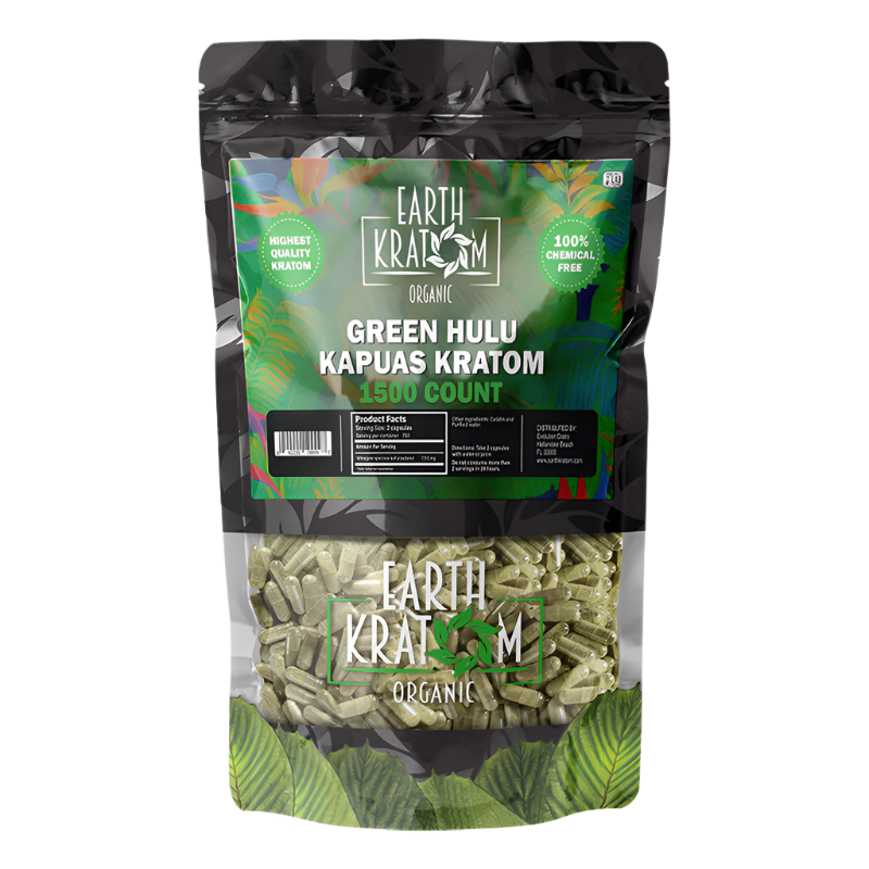 EARTH KRATOM CAPSULES 1500CT - HULU GREEN VEIN - Seven Tech