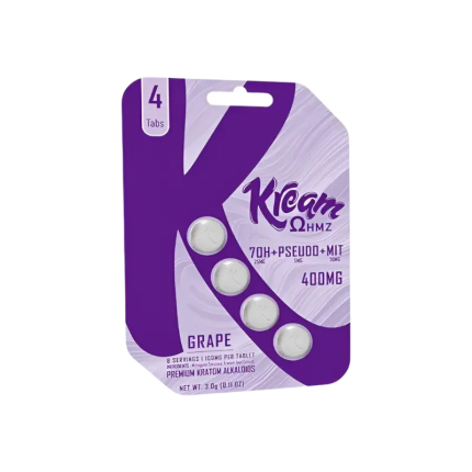 Kream 4ct 7OH + Psuedo + Mit Grape Chewable Tabs 30mg per Tablet - Seven Tech