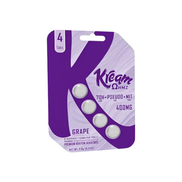 Kream 4ct 7OH + Psuedo + Mit Grape Chewable Tabs 30mg per Tablet - Seven Tech