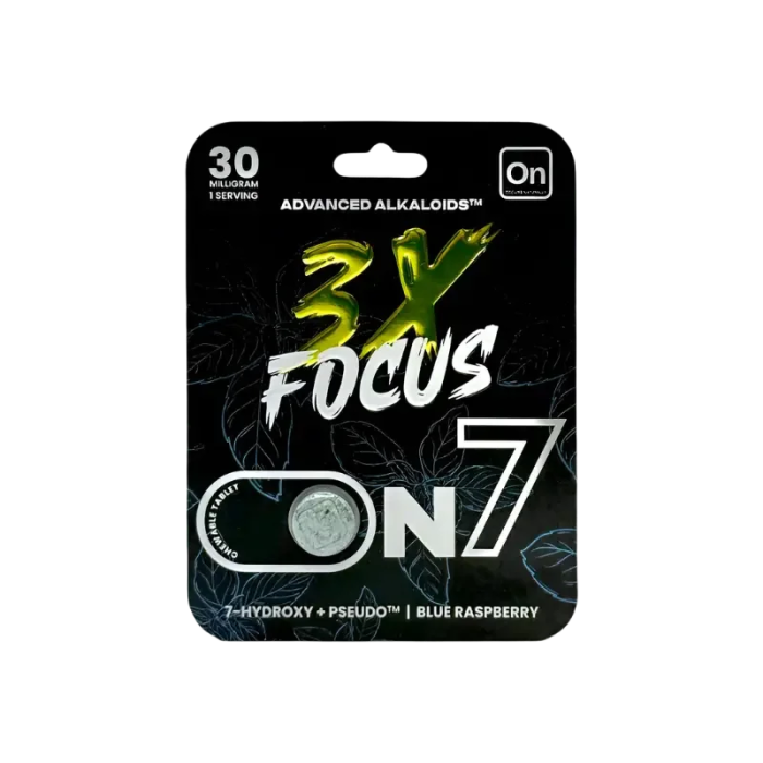 On7 1ct 7OH & Pseudo Blue Raspberry 3x Focus Tabs 30mg per Tablet - Seven Tech
