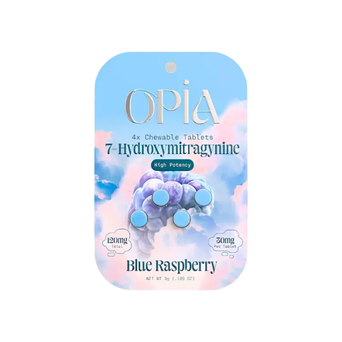 Opia 4ct 7OH Chewable Tabs Blue Raspberry 30mg per Tablet - Seven Tech
