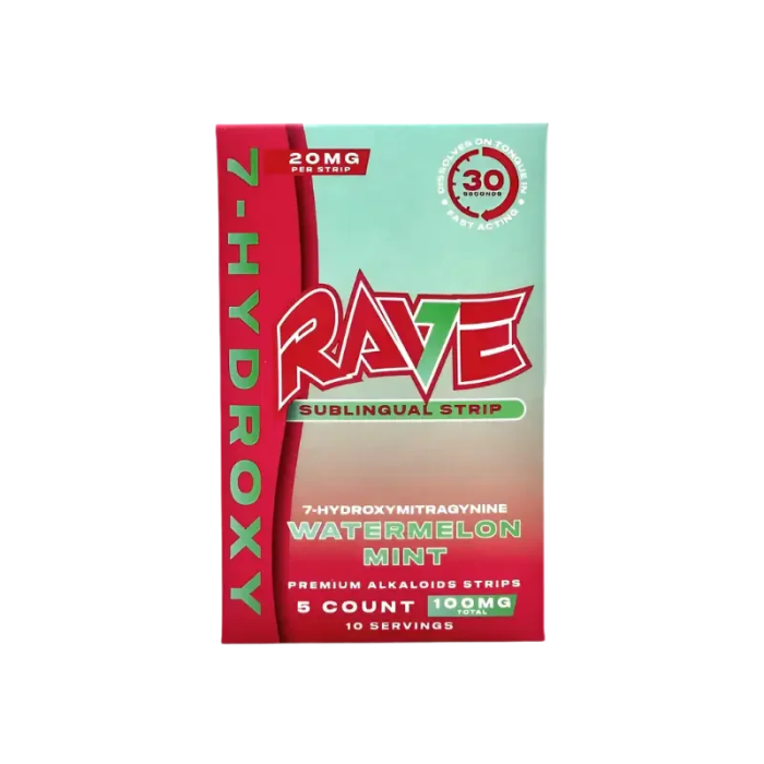 Rave 5ct 7OH Watermelon Mint Strips 20mg Per Strip - Seven Tech
