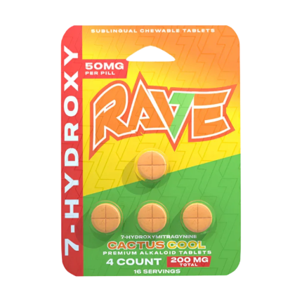 Rave 4ct 7OH Chewable Tabs Cactus Cool 50mg per Tablet - Seven Tech