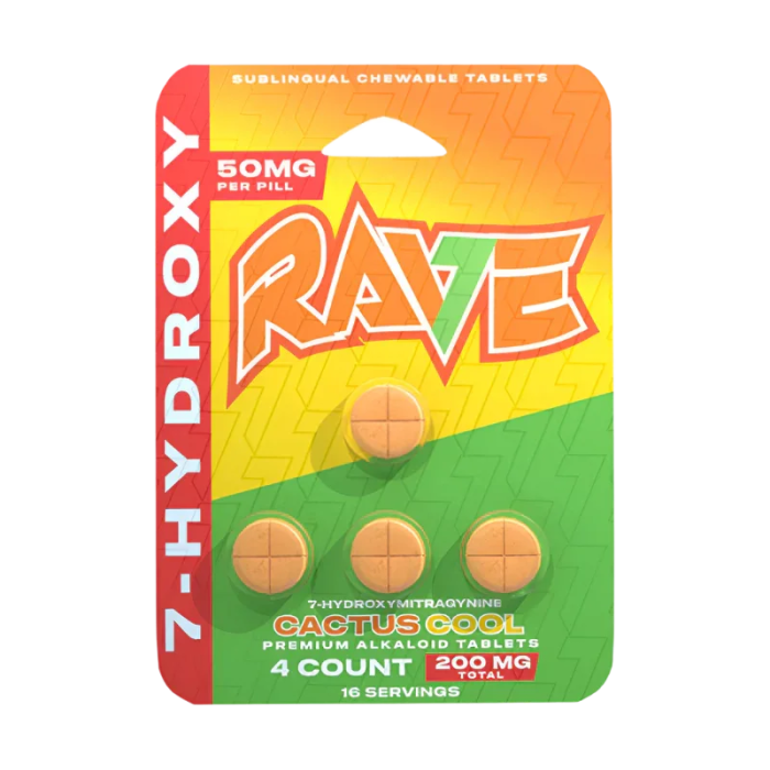 Rave 4ct 7OH Chewable Tabs Cactus Cool 50mg per Tablet - Seven Tech