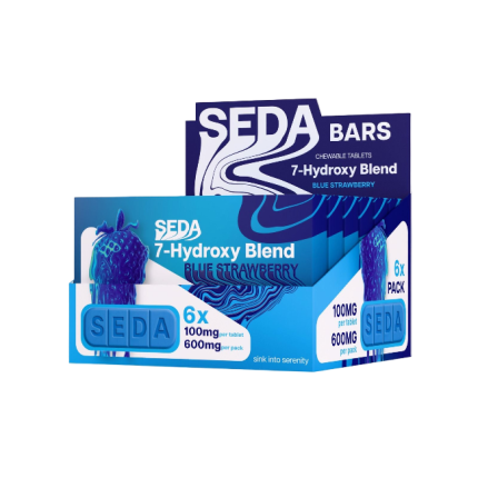 SEDAA 7-Hydroxy Blend Blue Strawberry chewable tablets packaging on a white background
