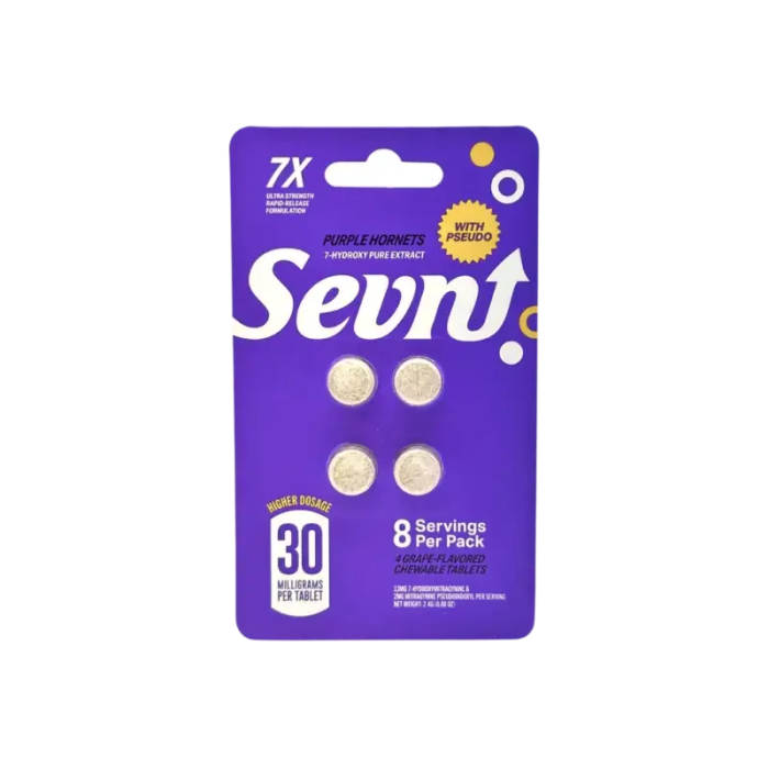 Sevn 4ct 7OH + Pseudo Tabs Purple Hornets 30mg Per Tablet - Seven Tech