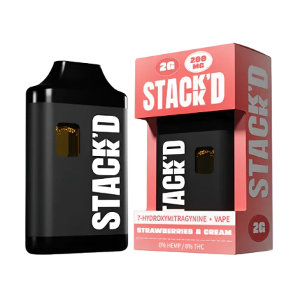 STACK'D 7-HYDROXYMITRAGYNINE STRAWBERRIES & CREAM VAPE 2G 200MG 7OH - Seven Tech